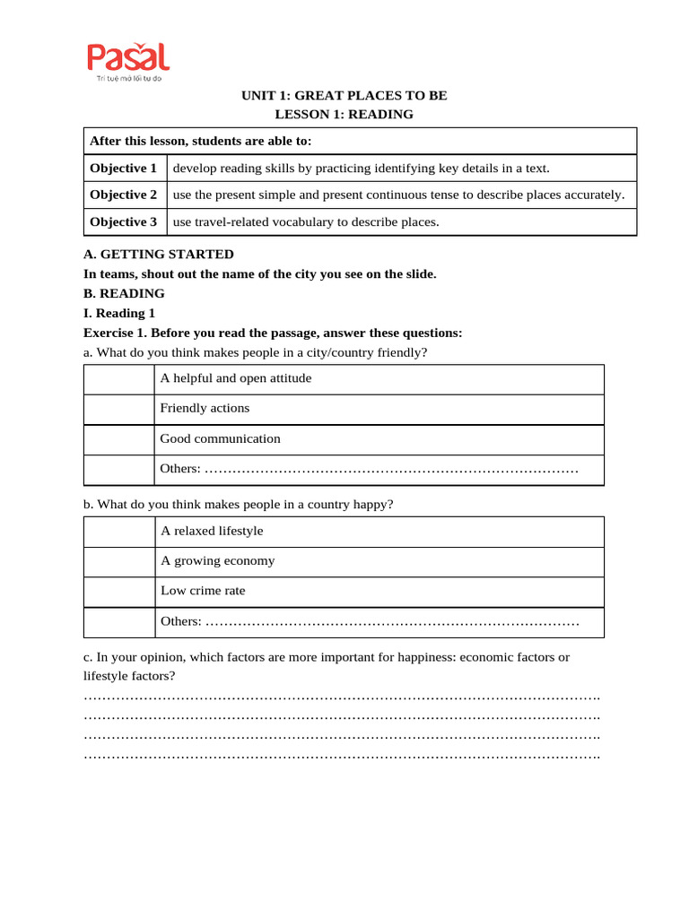 (CB) Lesson 1 - Reading | PDF | Vietnam | Psychology