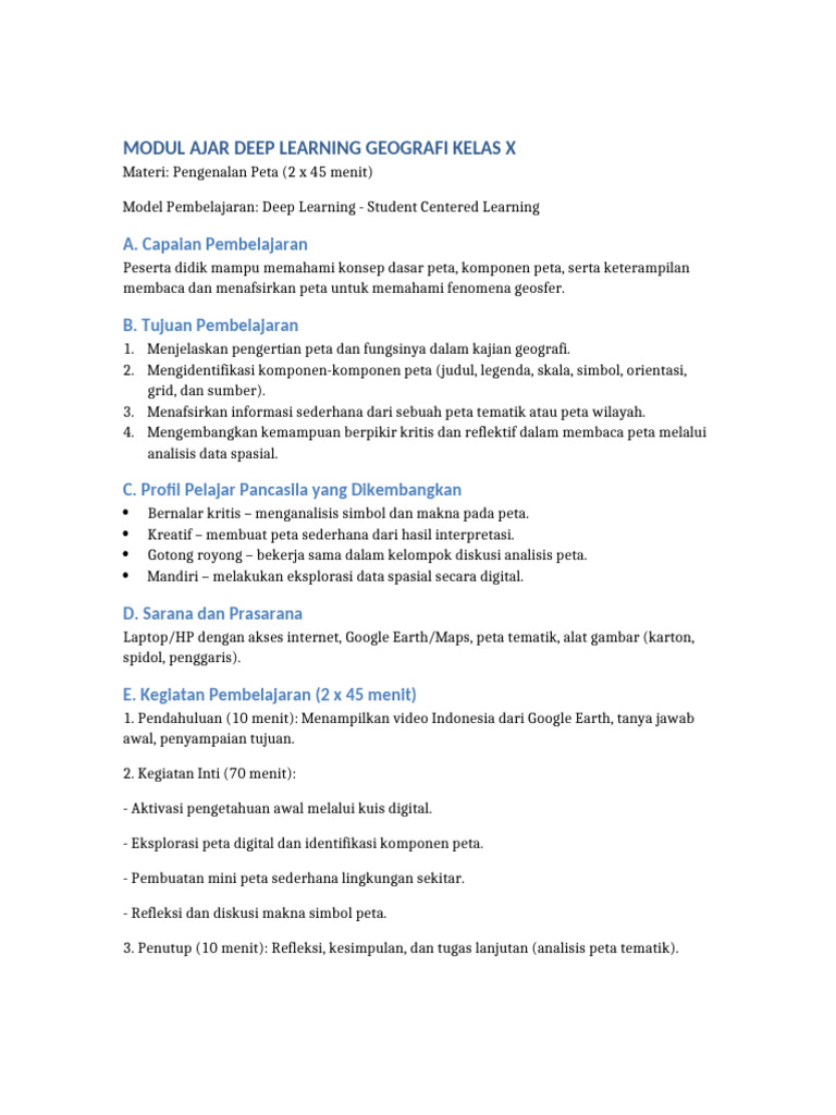 Modul Ajar Geografi Kelas X Pengenalan Peta | PDF