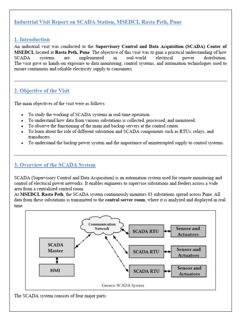 SCADA Systems in MSEDCL: A Visit Report | PDF | Relay | Electrical ...