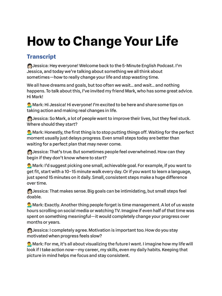 Steps to Change Your Life Today | PDF | Procrastination | Professional ...