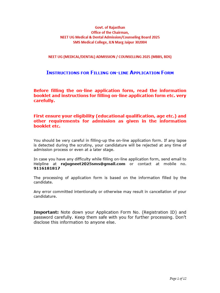 NEET UG 2025 Online Application Guide | PDF | Dental Degree