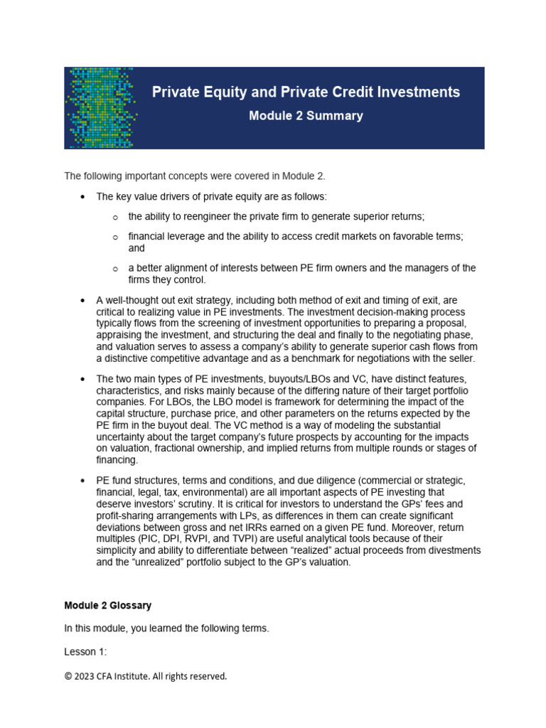 Key Concepts in Private Equity Investing | PDF | Leveraged Buyout ...