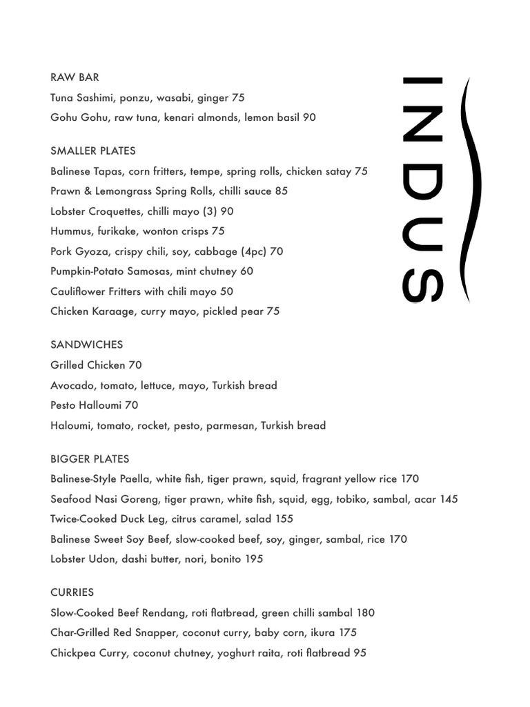 Bali-Inspired Menu with Prices | PDF