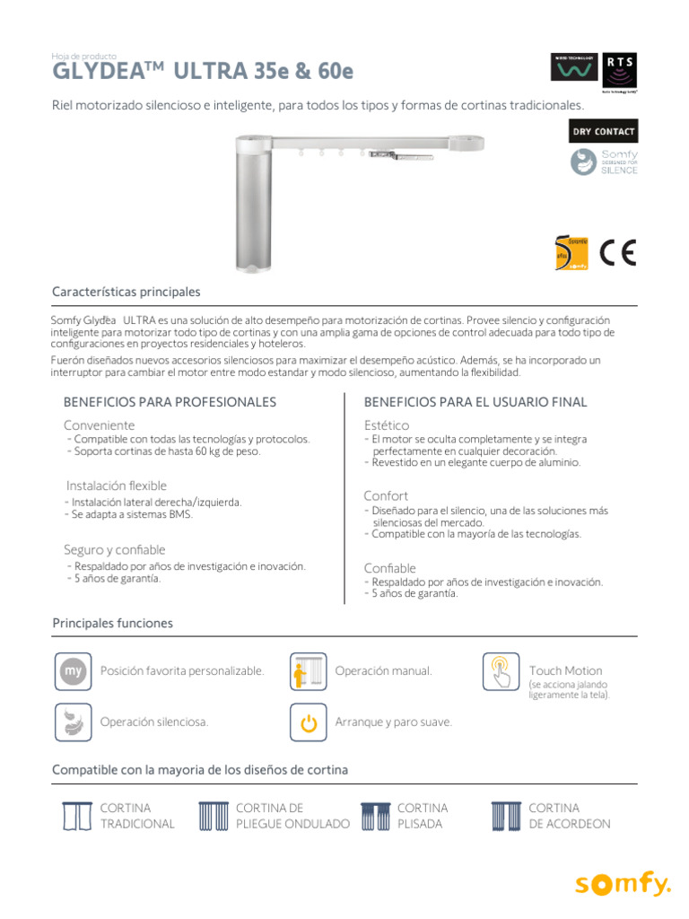 Motorizar Cortinas: Glydea ULTRA 35e y 60e | PDF | Cortina