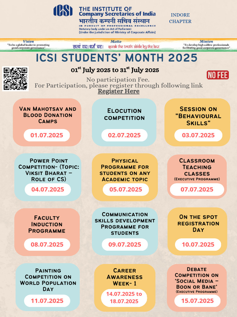 ICSI Students' Month Events 2025 | PDF