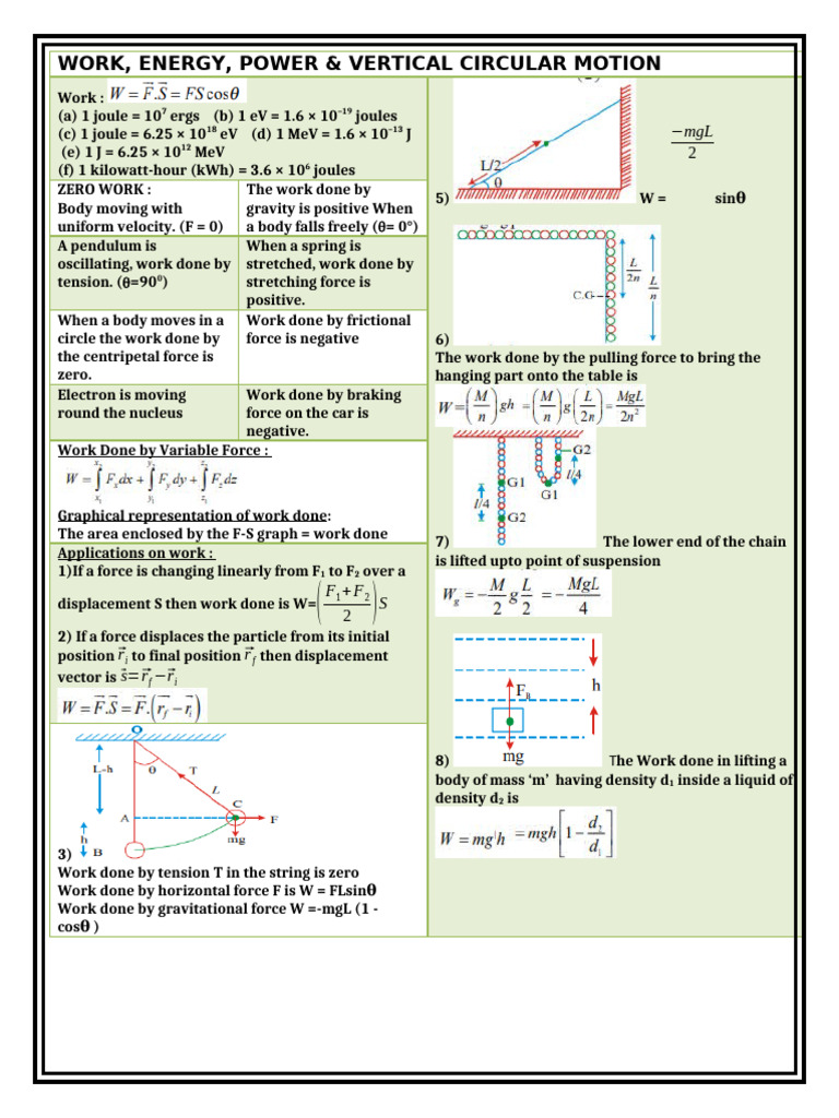 Work Power | PDF | Force | Mass