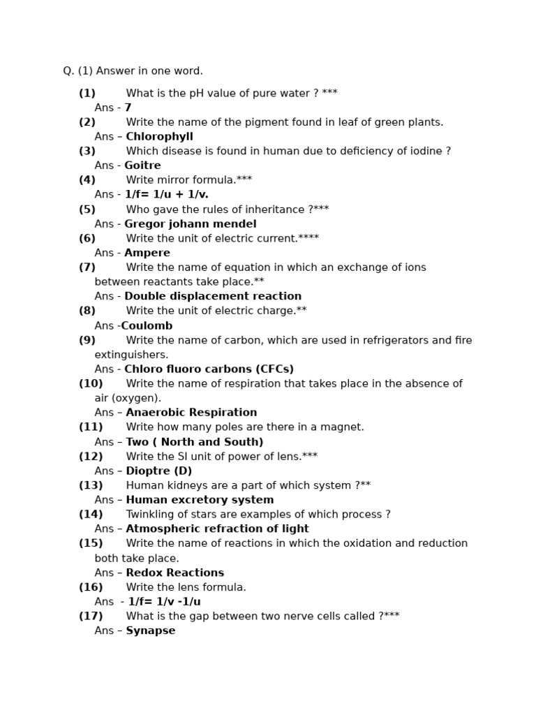 Science Q&A: Key Concepts and Definitions | PDF | Chemical Reactions ...