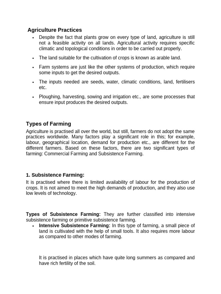 Agriculture Practices | PDF | Agriculture | Intensive Farming
