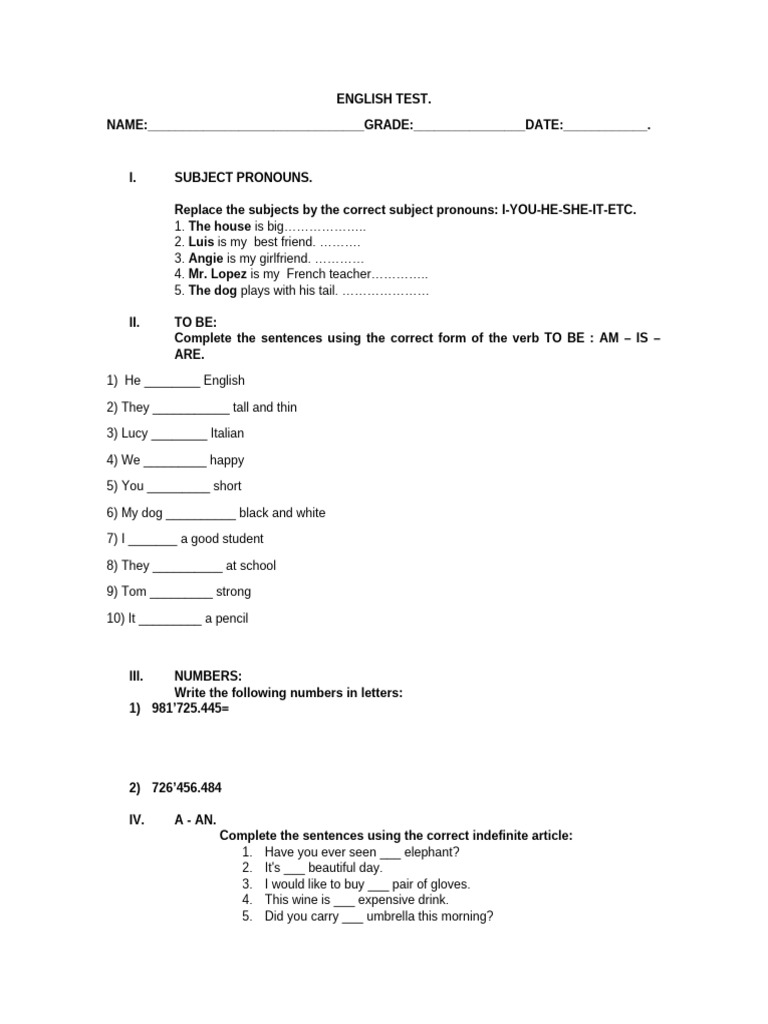 English Grammar Test for Students | PDF | Chess | Chess Theory