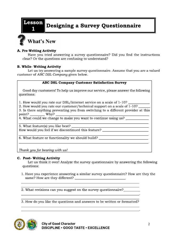 EAPP QUARTER 2 Lesson 4 Survey Questionnaire | PDF