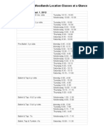 2012 - 2013 Woodlands Location Classes at A Glance: Age As of Sept, 1, 2012