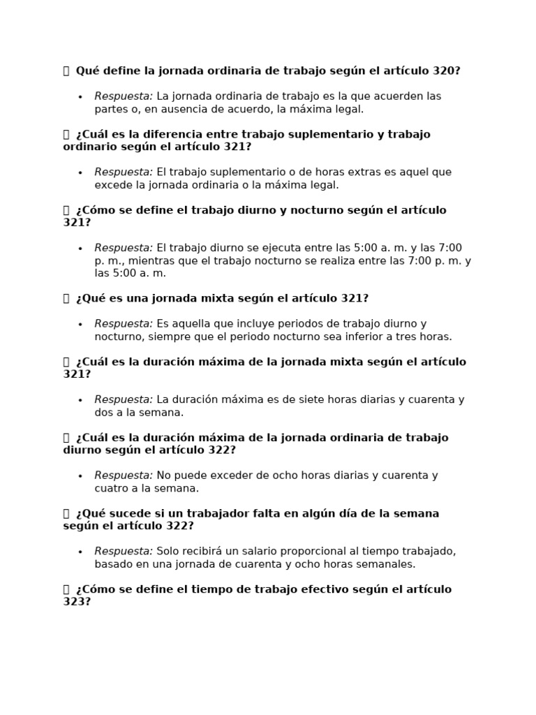 Definición y Regulación de Jornadas Laborales | PDF | Salario | Tiempo ...