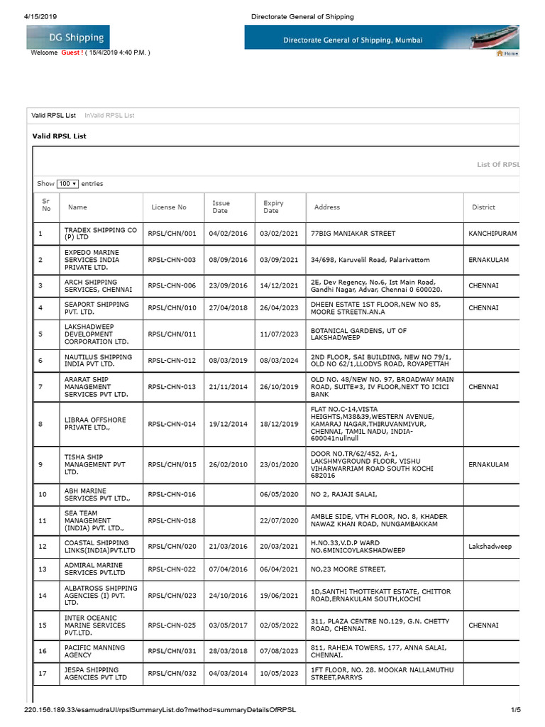 Valid RPSL Shipping Company List | PDF