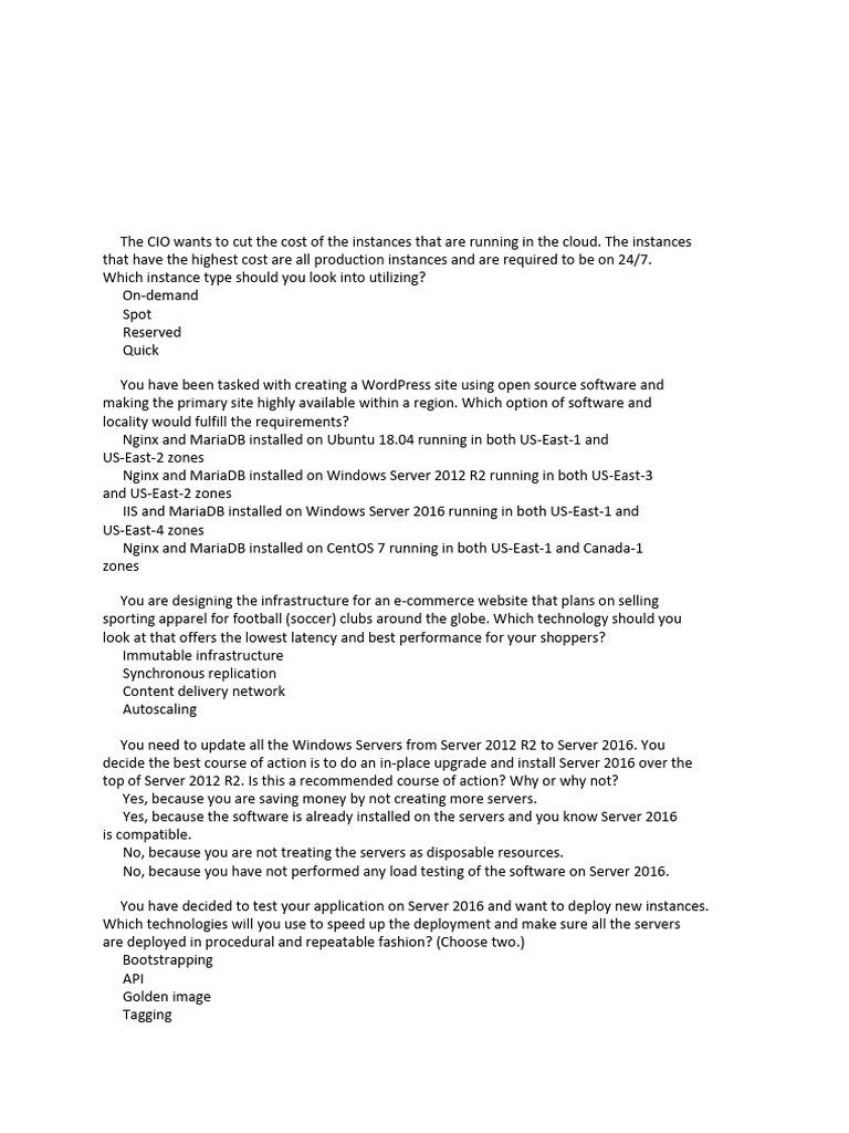 Cloud Management and Operations Quiz | PDF | Cloud Computing | Computer ...