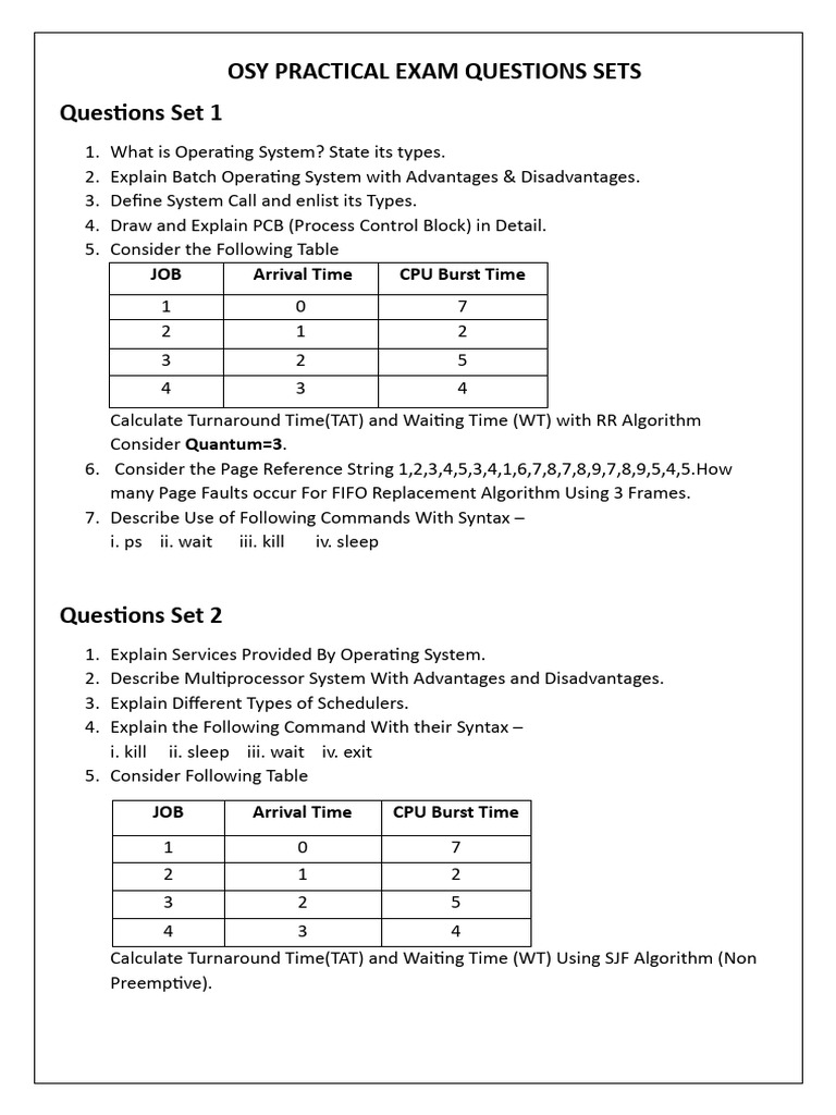 OSY Practical Exam Questions Sets | PDF