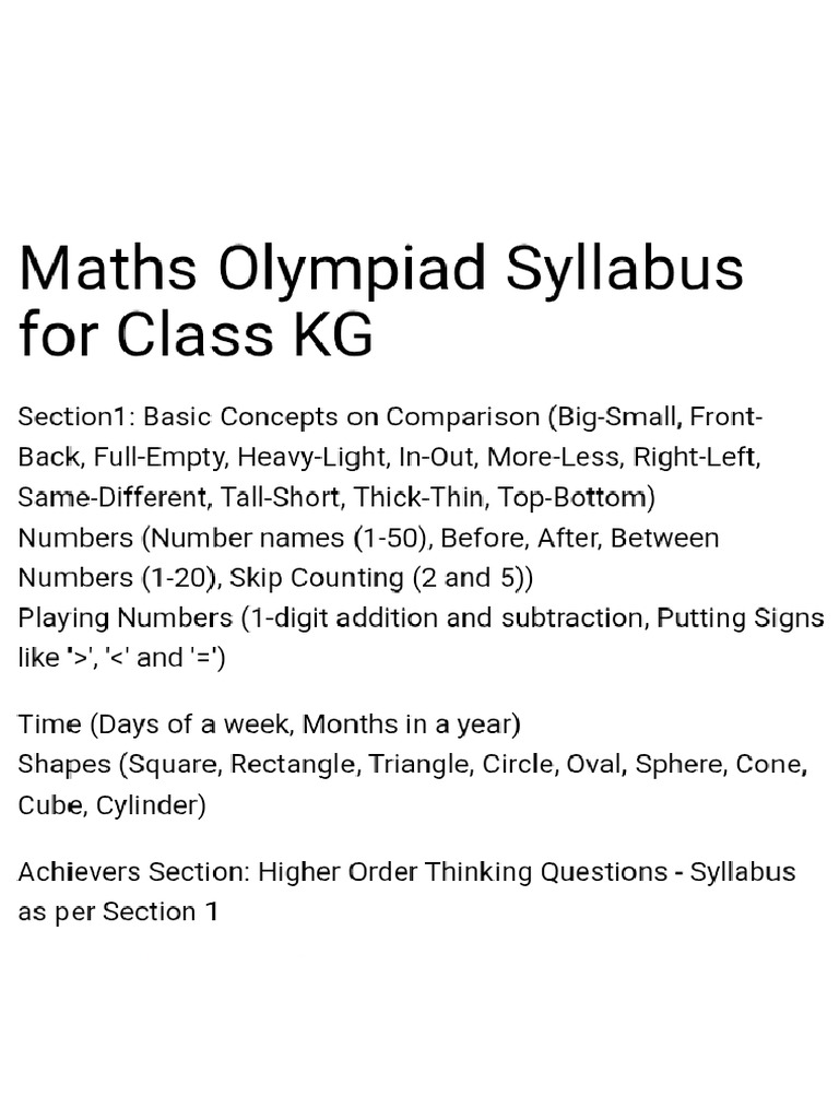 Crest Math Olympiad Syllabus and Sample Paper | PDF