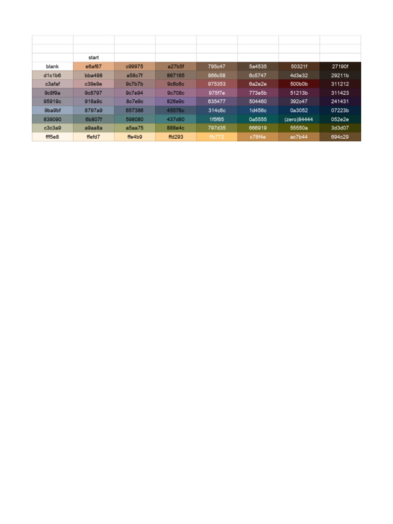 Custom Color Palette Hex Codes | PDF