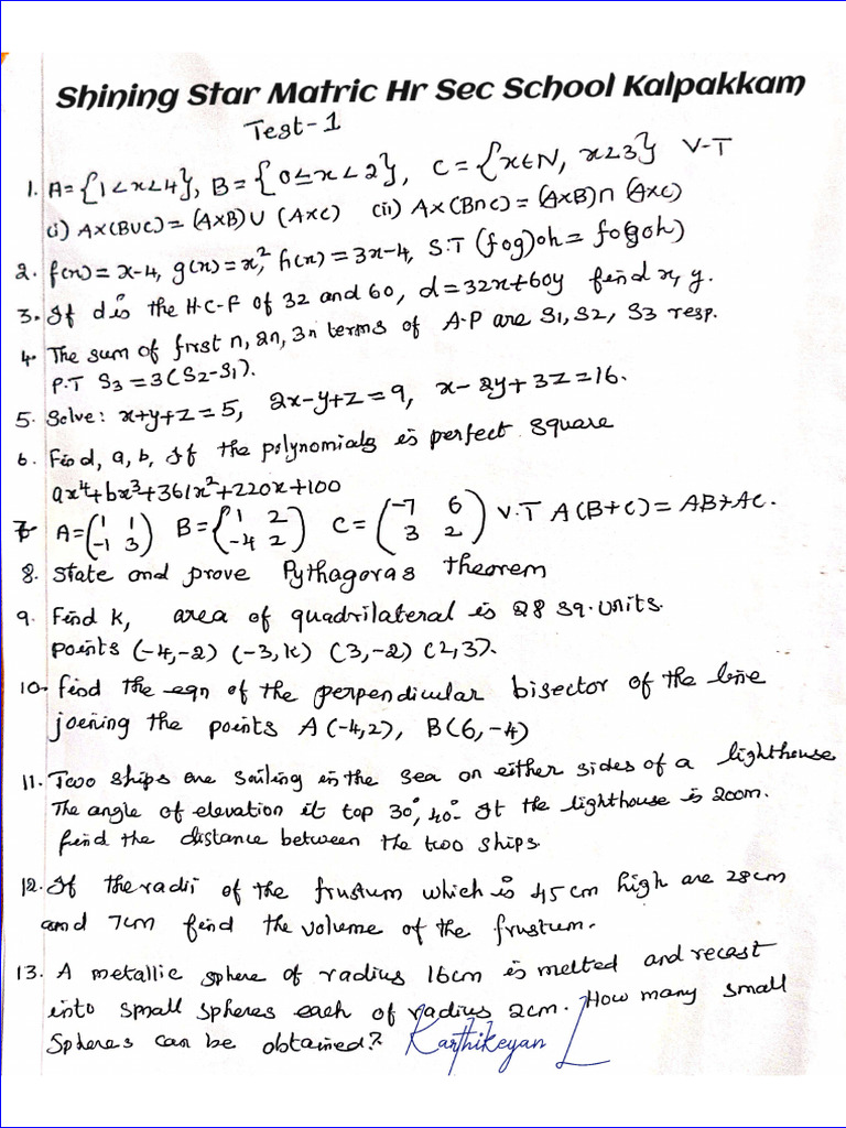 10th Maths EM Important 5 Mark Questions English Medium PDF Download | PDF
