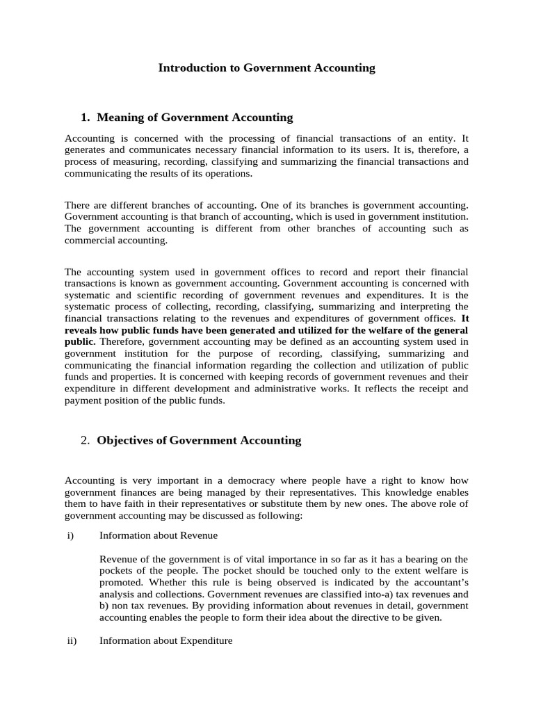 Overview of Government Accounting Basics | PDF | Debits And Credits ...