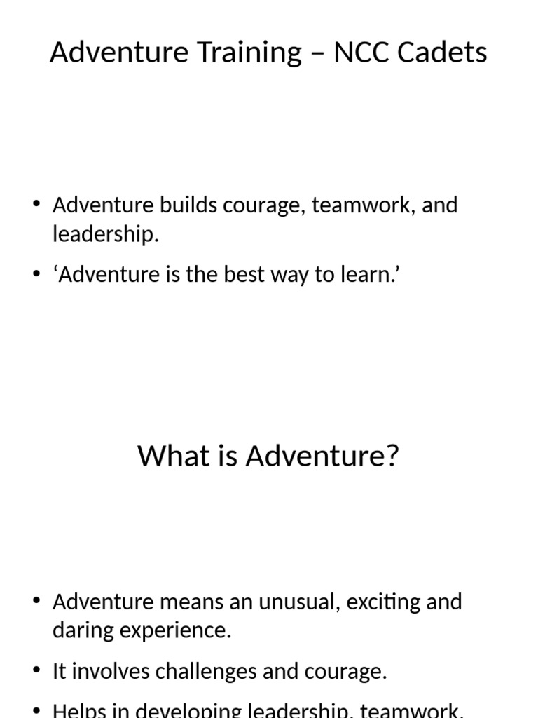 Adventure Training for NCC Cadets | PDF