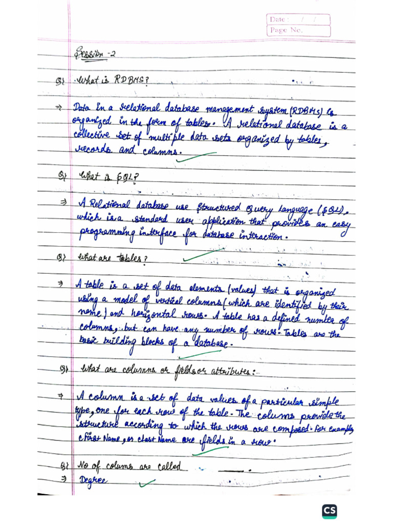 Session 2 DBMS notebook work | PDF