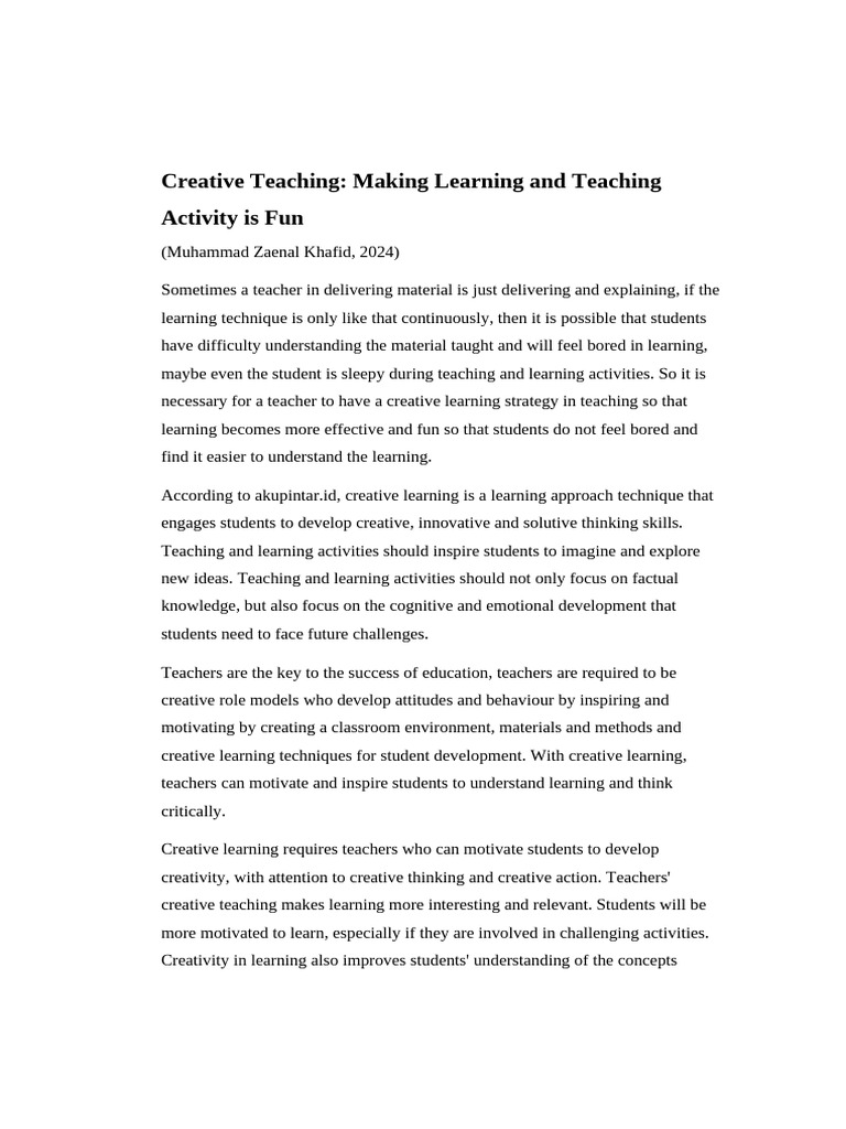 Creative Teaching Strategies for Engagement | PDF | Creativity | Teachers