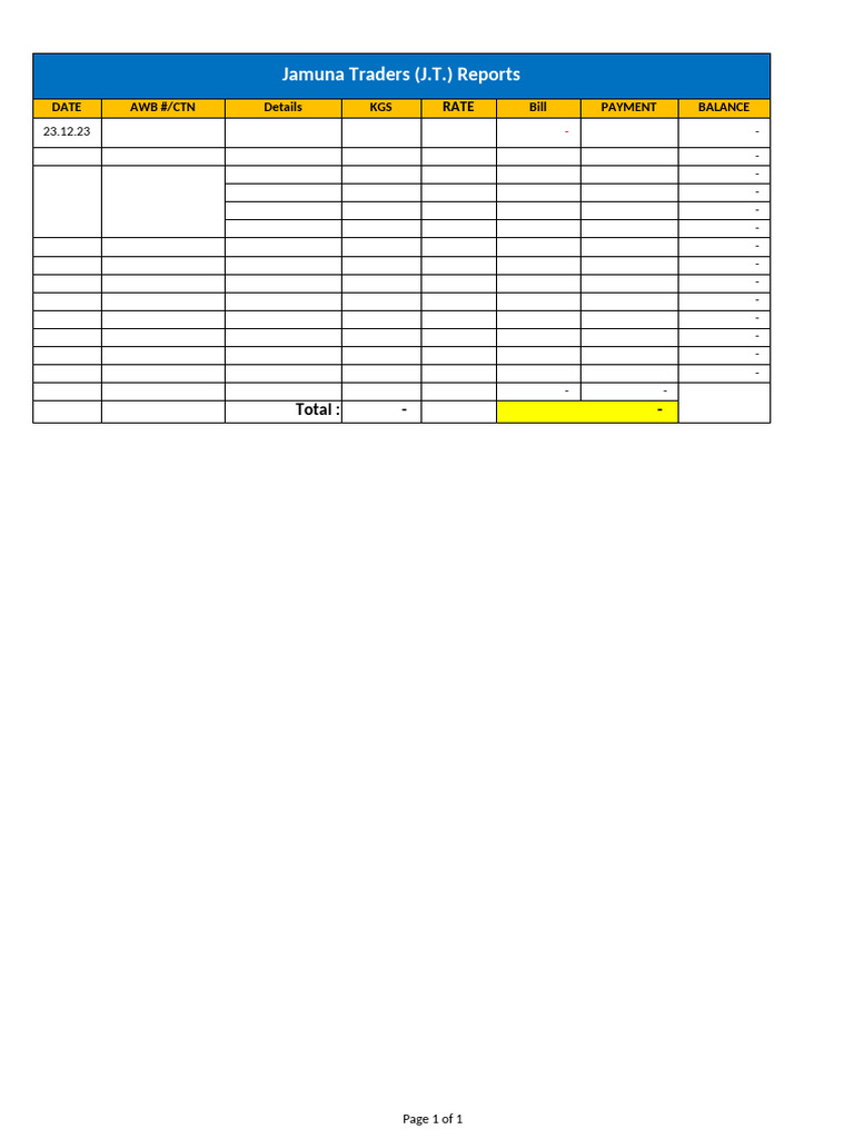 Jamuna Traders Ledger C&F | PDF