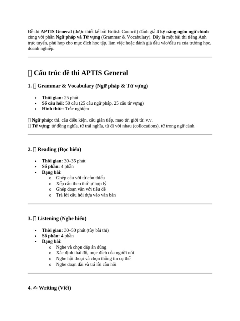 Đề Thi APTIS General | PDF