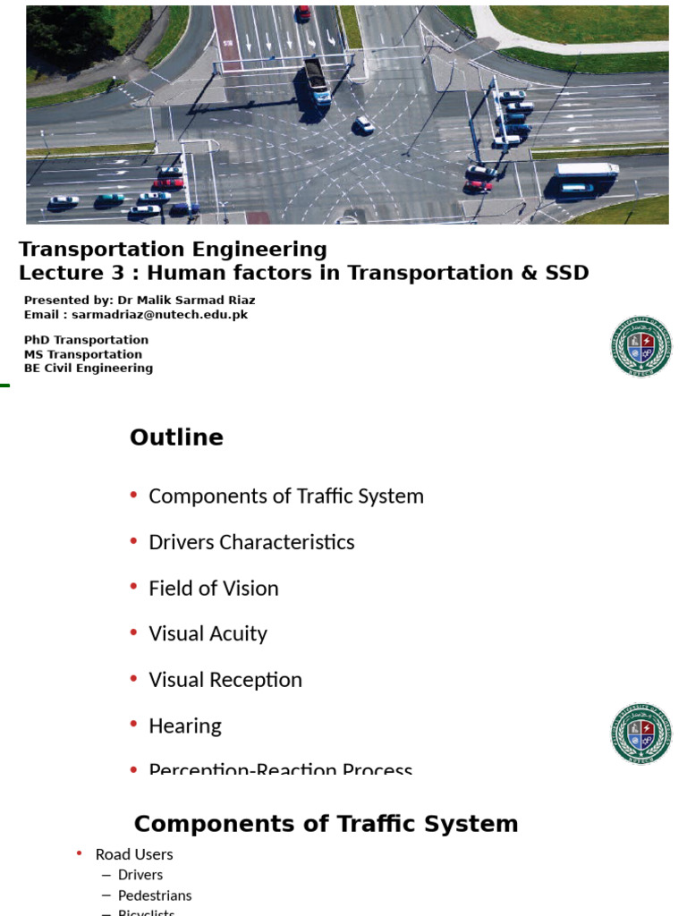 Lecture 2 Traffic Engineering - A | PDF | Visual Acuity | Transport