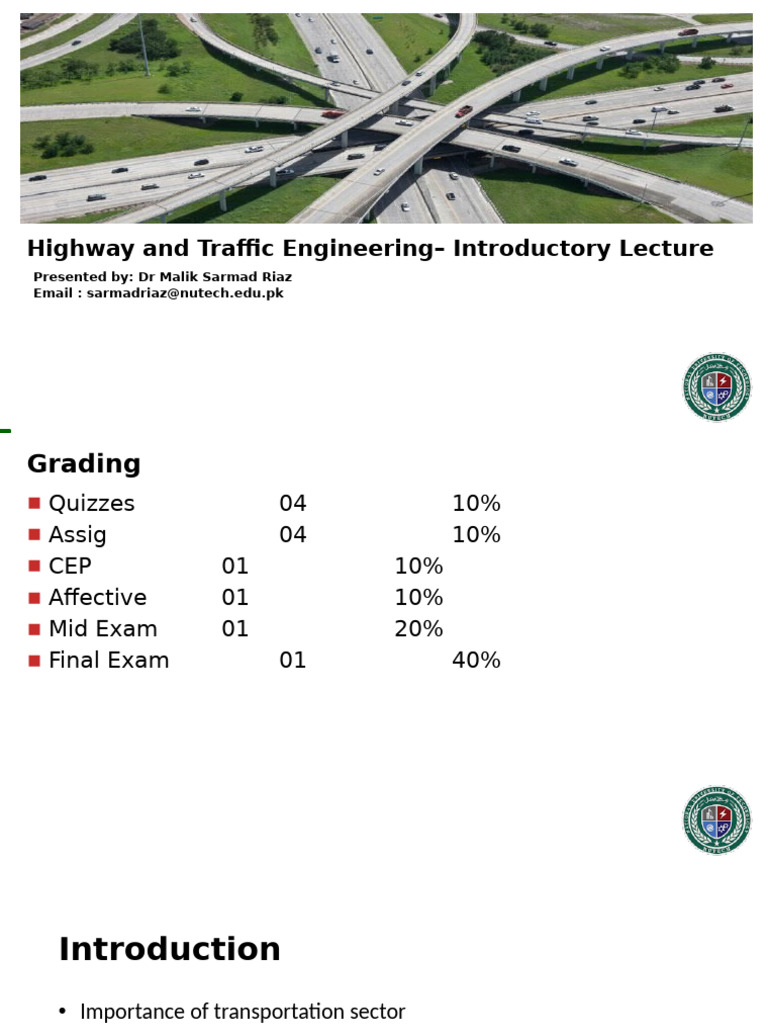 Lecture 1 Introductory Lecture | PDF | Transport | Road