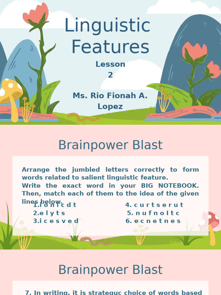 Linguistic Features and Concepts Explained | PDF | Phrase | Word