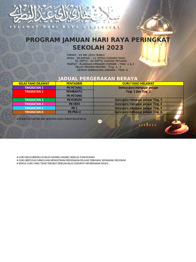 Jadual Sambutan Hari Raya 2023 | PDF