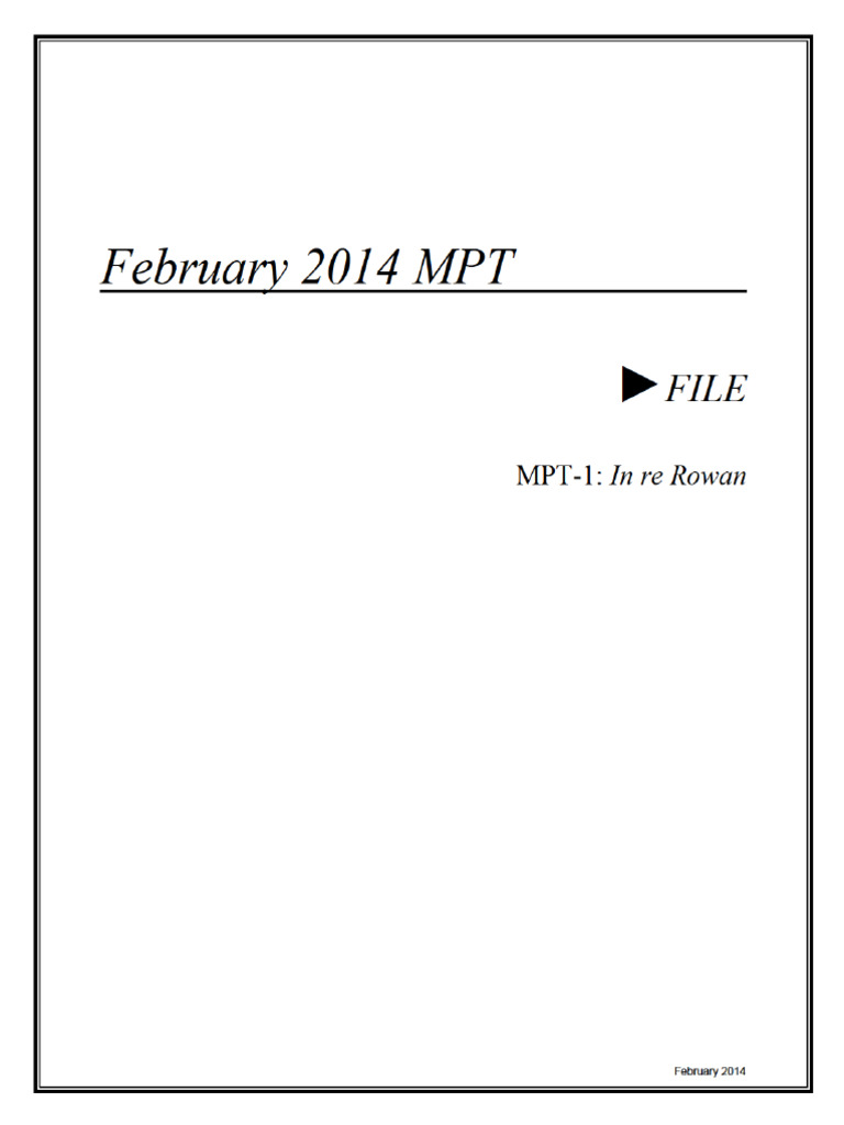 2014 February MPT in Re Rowan File | PDF | Brief (Law) | Argument