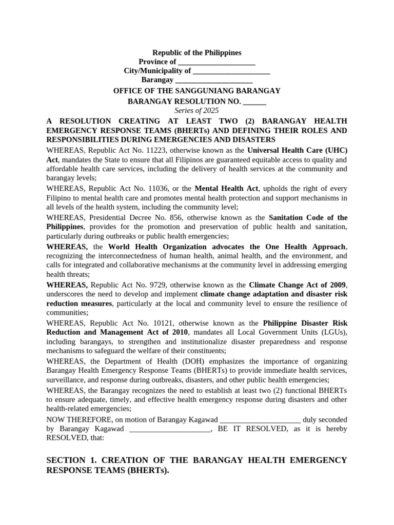 Barangay Health Emergency Response Teams | PDF | Emergency Management