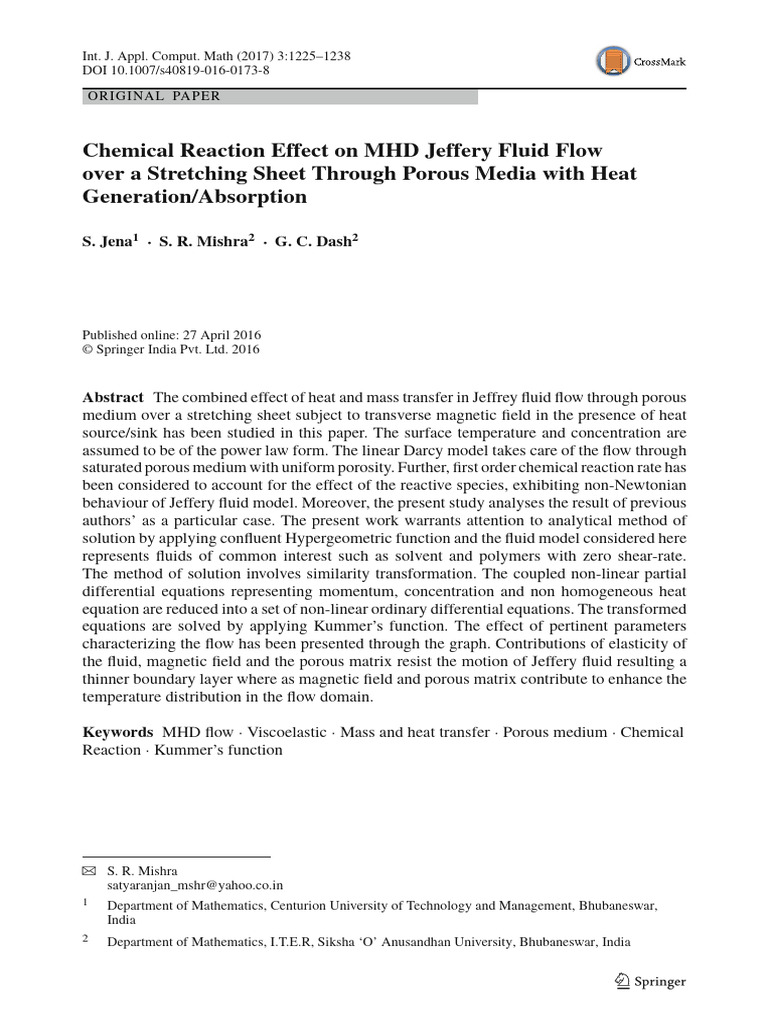 MHD Jeffery Fluid Flow Analysis | PDF | Fluid Dynamics | Viscoelasticity