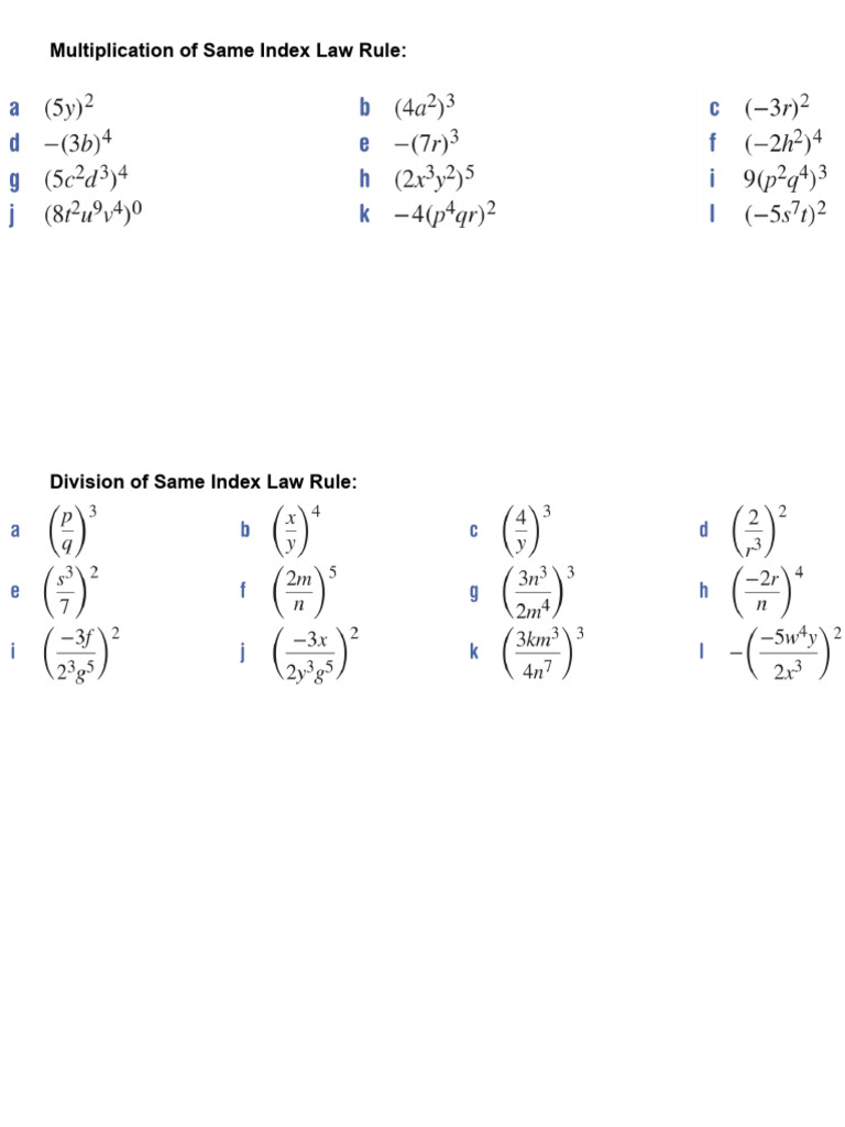 Further Indices Questions | PDF