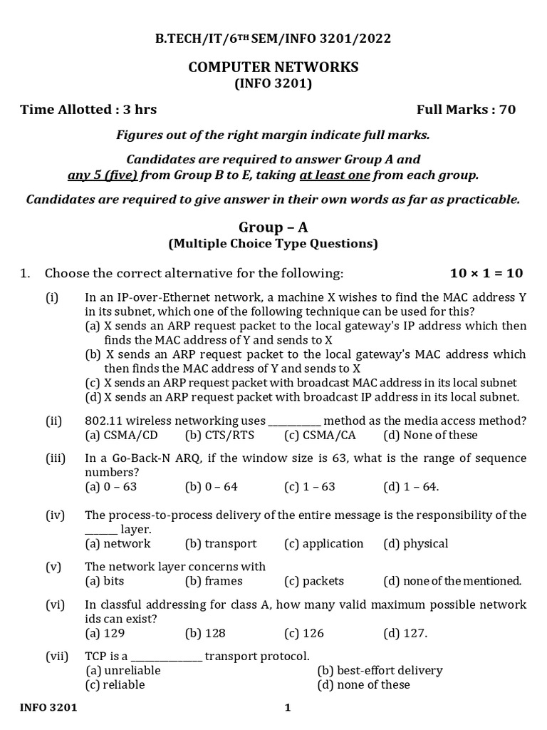 Computer Networks Exam Guide 2022 | PDF | Computer Network | Internet ...