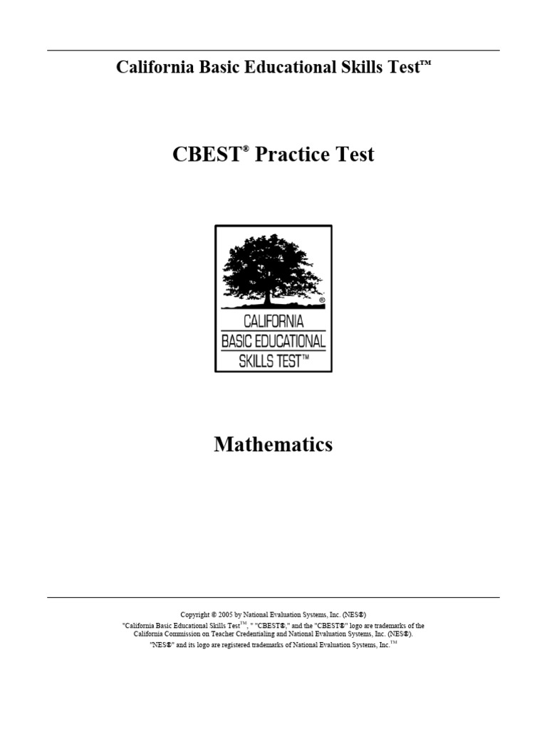 CBEST Mathematics Practice Test Guide | PDF | Multiple Choice | Worksheet