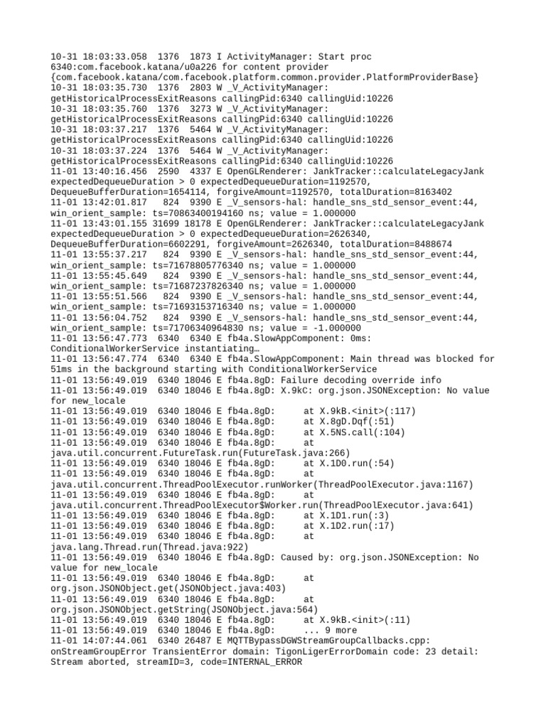 Facebook App Error Log Analysis | PDF | Computing | Computer Programming
