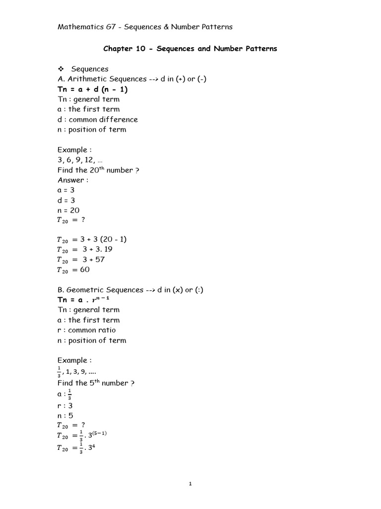Sequences Numbers PDF | PDF