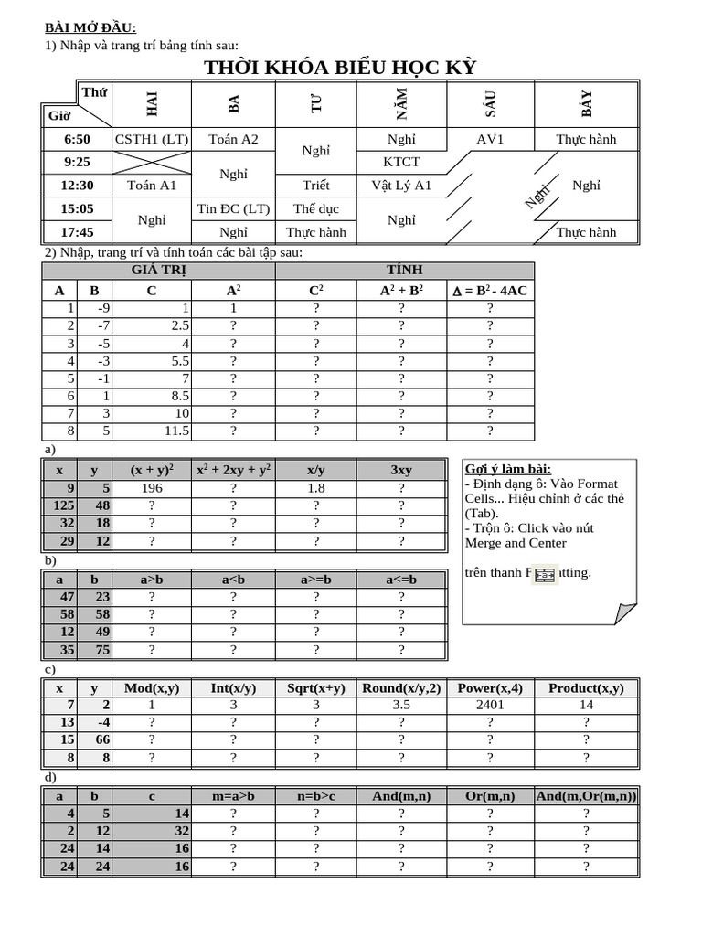 Bai Tap Excel1 | PDF