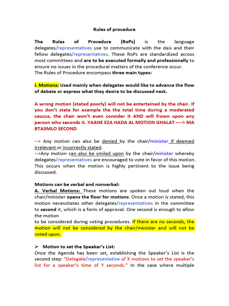Harvard MUN Rules of Procedure Guide | PDF | Political Law | Government