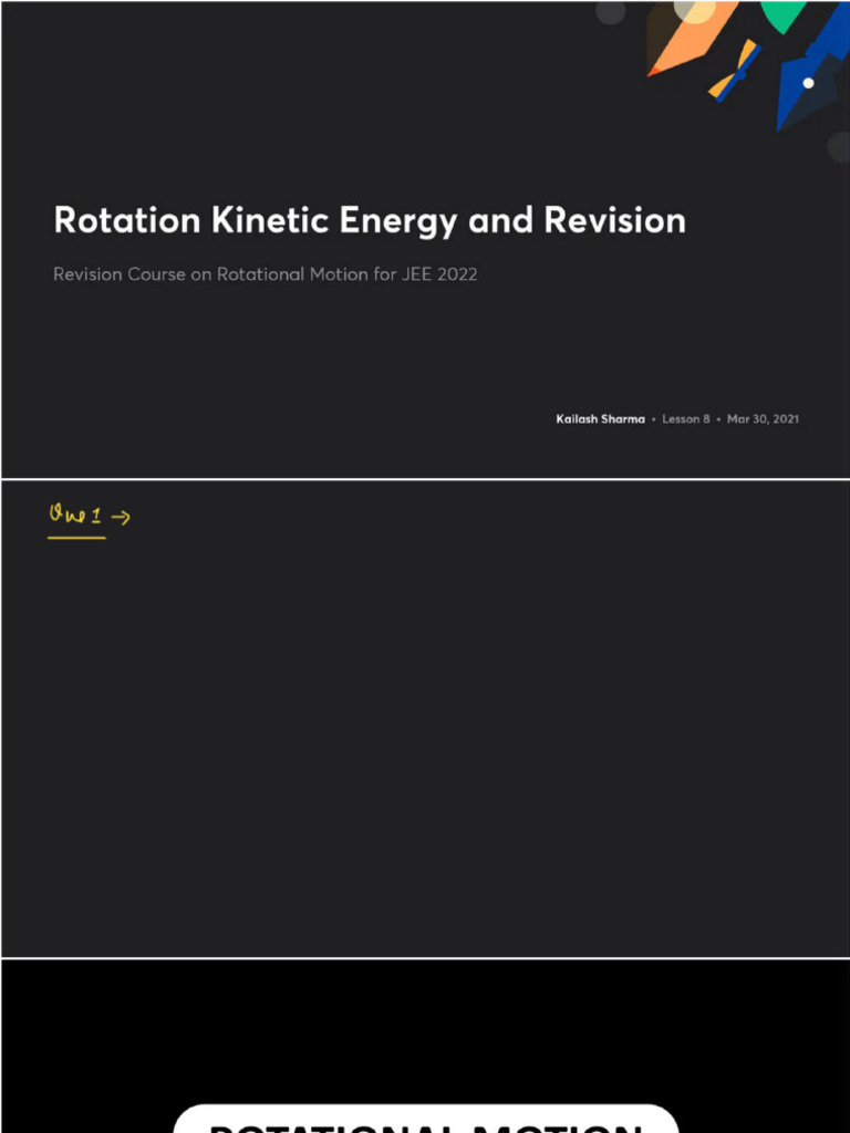 Rotation Kinetic Energy and Revision With Anno | PDF