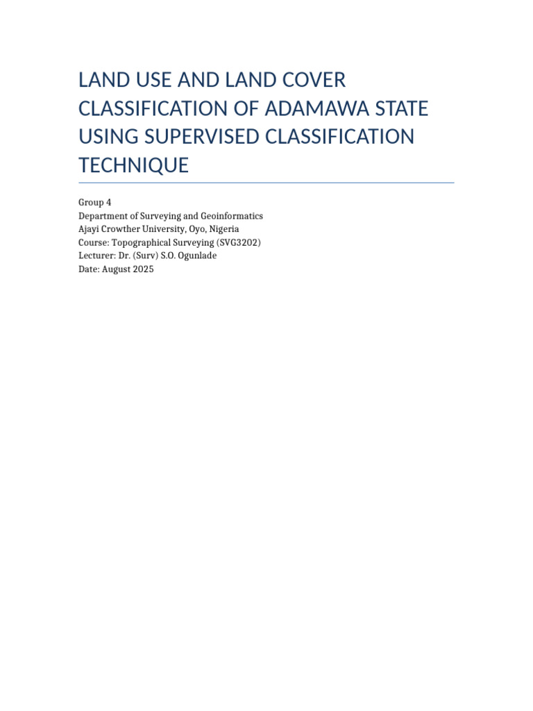 LULC Report Adamawa Group4 | PDF | Remote Sensing