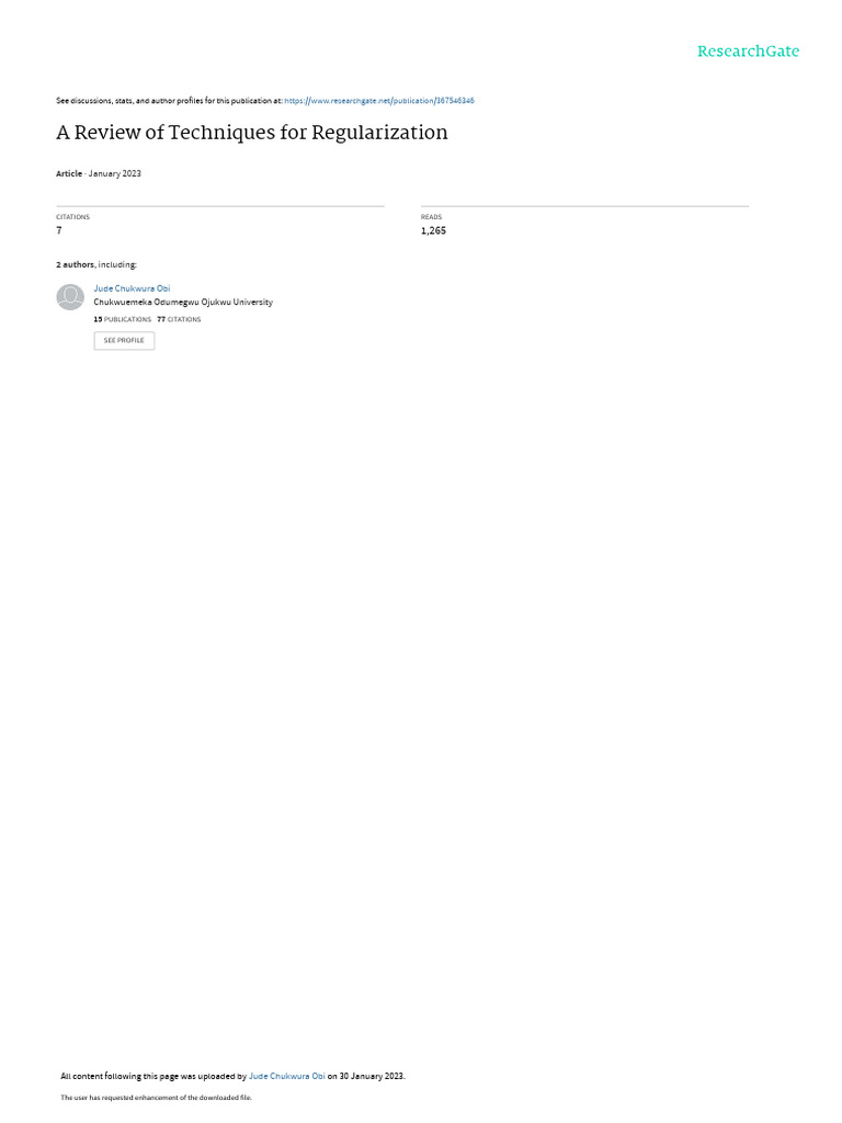 Techniques for Regularization in Regression | PDF | Linear Regression ...