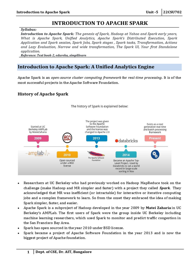 Introduction to Apache Spark Overview | PDF | Apache Spark | Apache Hadoop