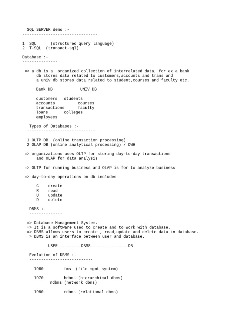 SQL Server Database Management Overview | PDF | Relational Database ...