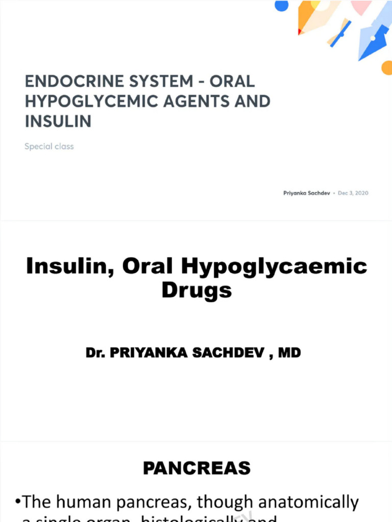 Endocrine System Oral Hypoglycemic Agents and Insulin No Anno | PDF