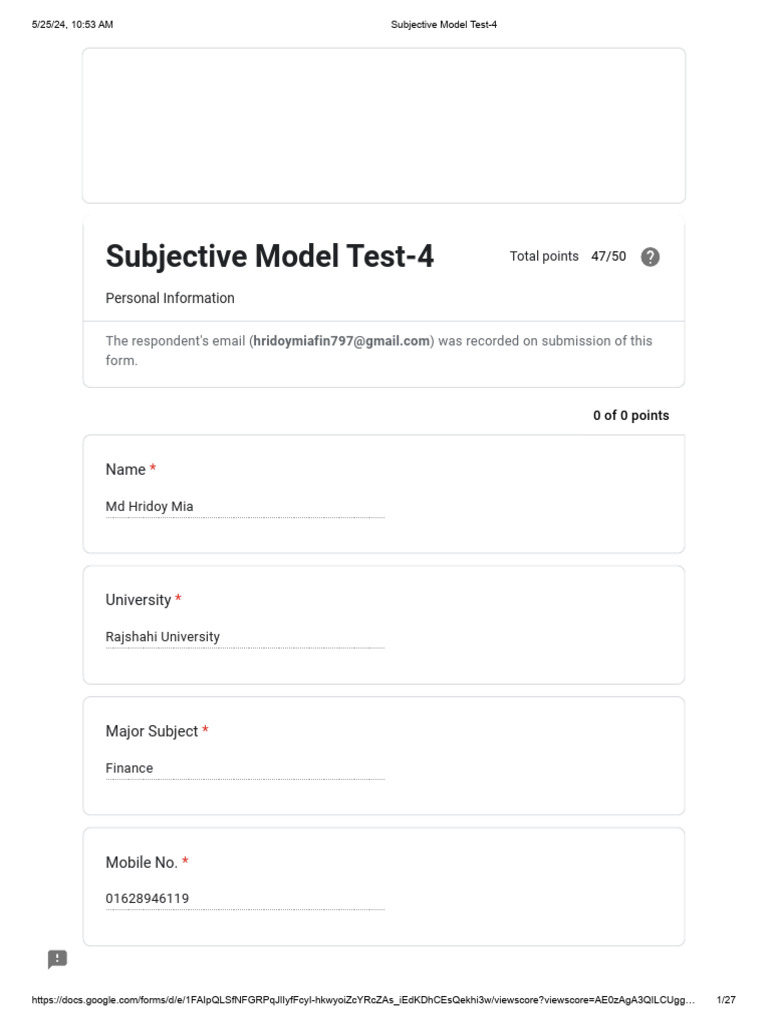 Subjetive Model Test 4 | PDF | Equity (Finance) | Inventory
