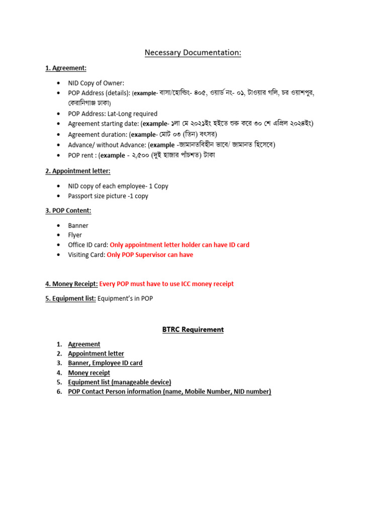 POP Documentation Process | PDF